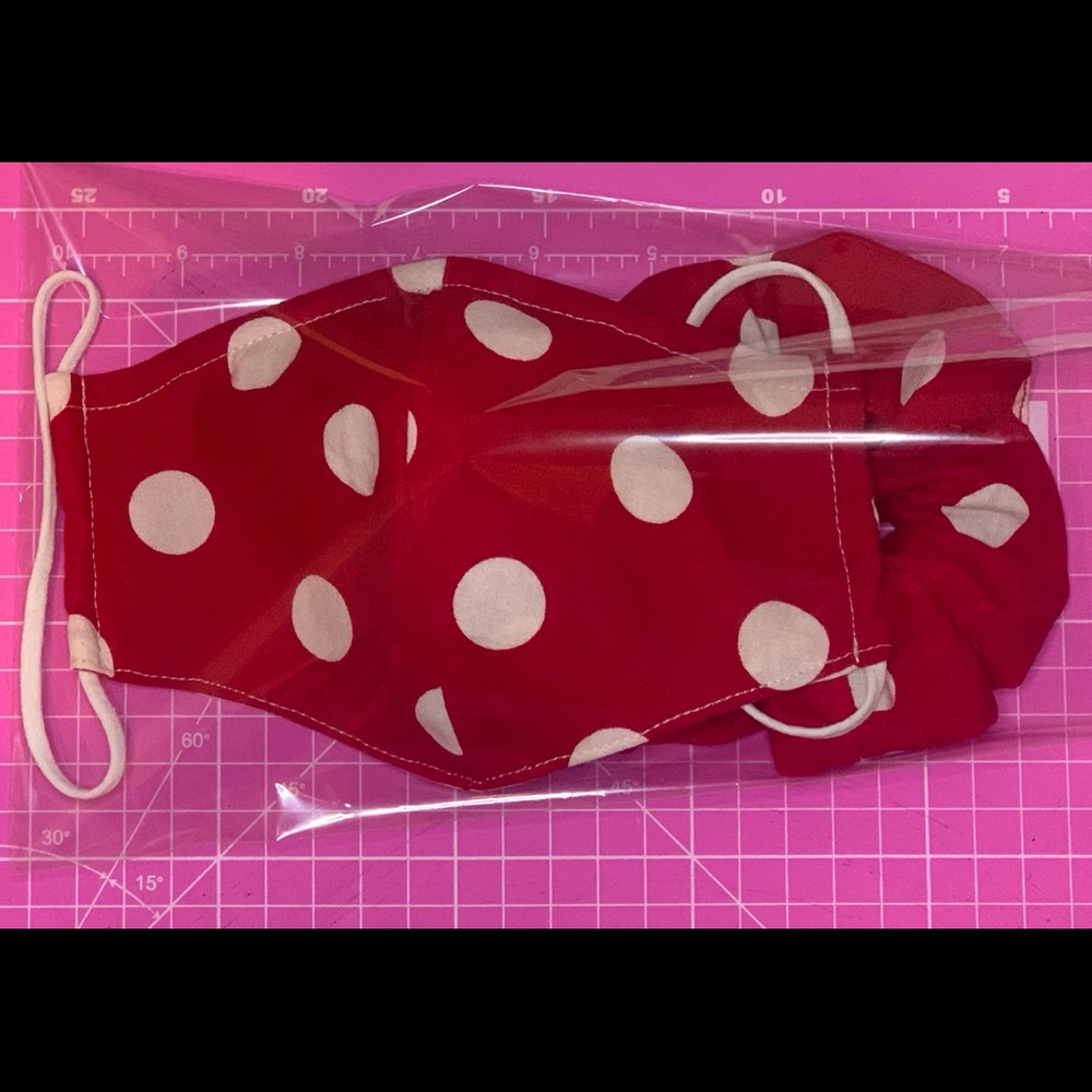 Polka Dots Face Mask and Scrunchie set - Picture 3 of 6
